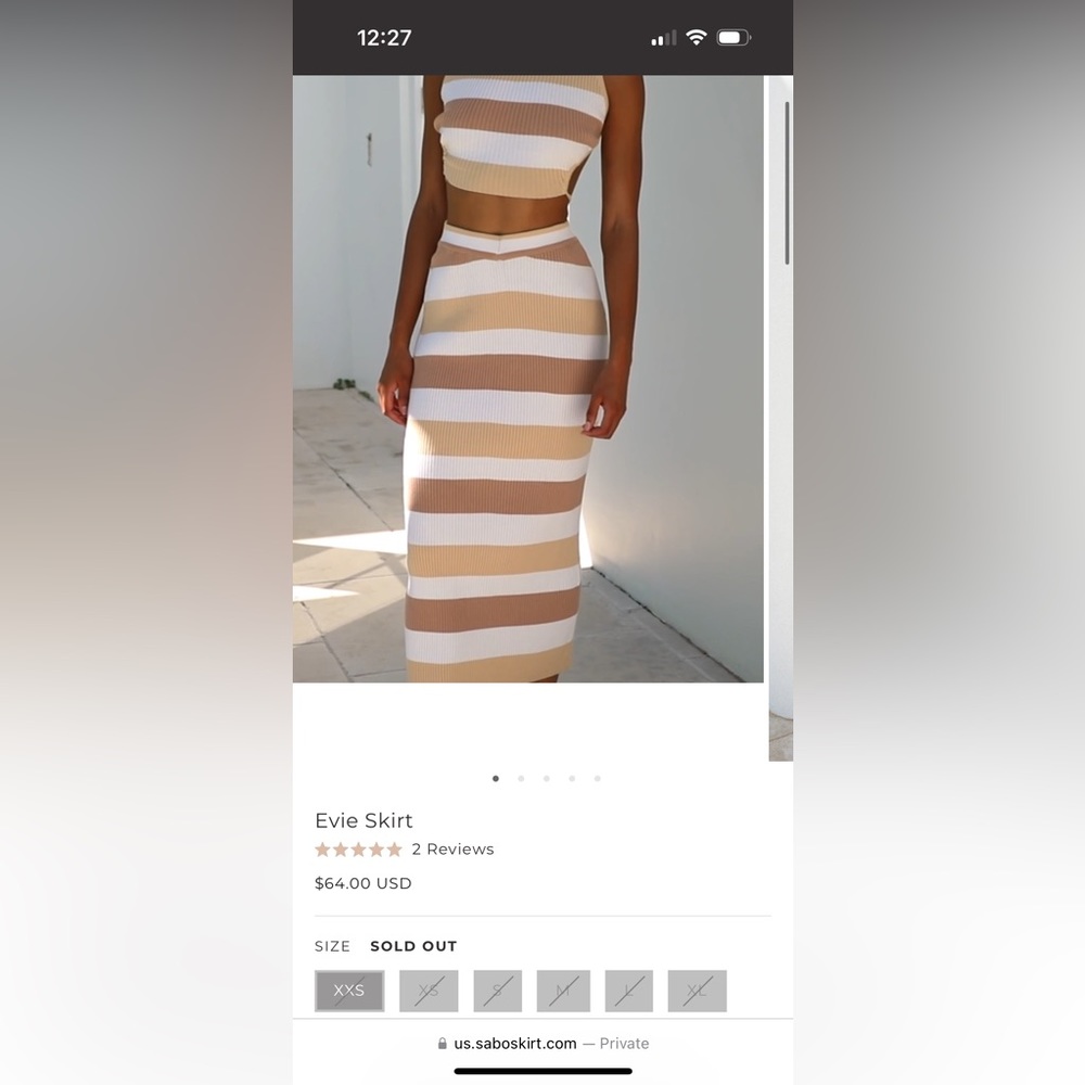 SABO SKIRT- evie top and skirt set. Currently sold out